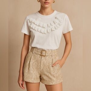 ZIMMERMANN EMBROIDERED RUFFLE T-SHIRT
